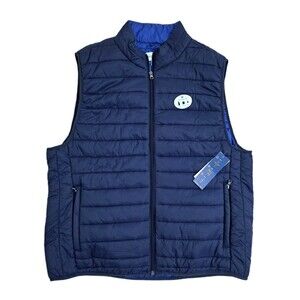 Saddlebred Men's Large Packable Puffer Vest Jacket Navy Full Zip Hiking Trail